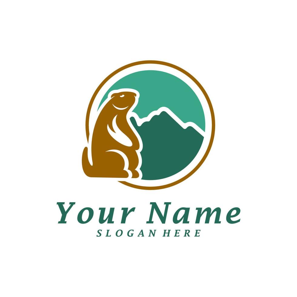 conejillo de indias con plantilla de diseño de logotipo de montaña. montaña con vector de concepto de logotipo de conejillo de indias. símbolo de icono creativo