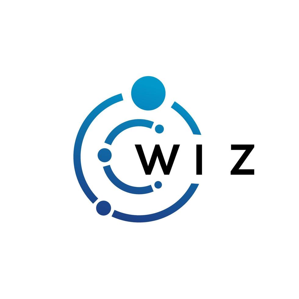 WIZ letter technology logo design on white background. WIZ creative initials letter IT logo concept. WIZ letter design. vector