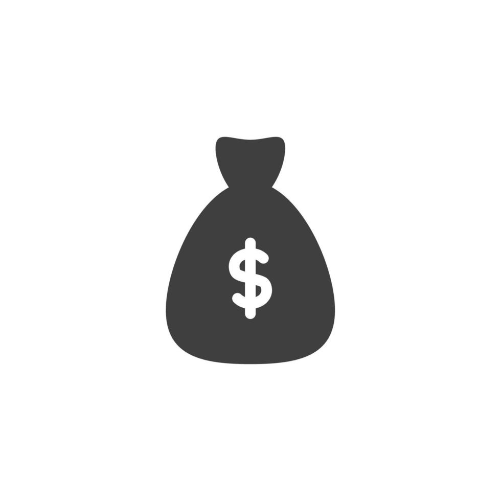 Vector sign of the Money Bag symbol is isolated on a white background. Money Bag icon color editable.