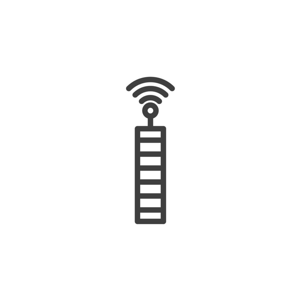 Vector sign of the Tower signal symbol is isolated on a white background. Tower signal icon color editable.