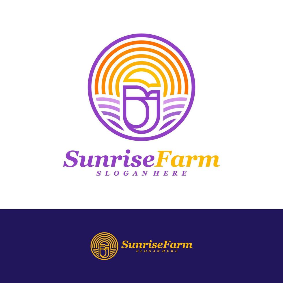 Rose with Sun Logo Design Template. Rose Farm logo concept vector. Creative Icon Symbol vector