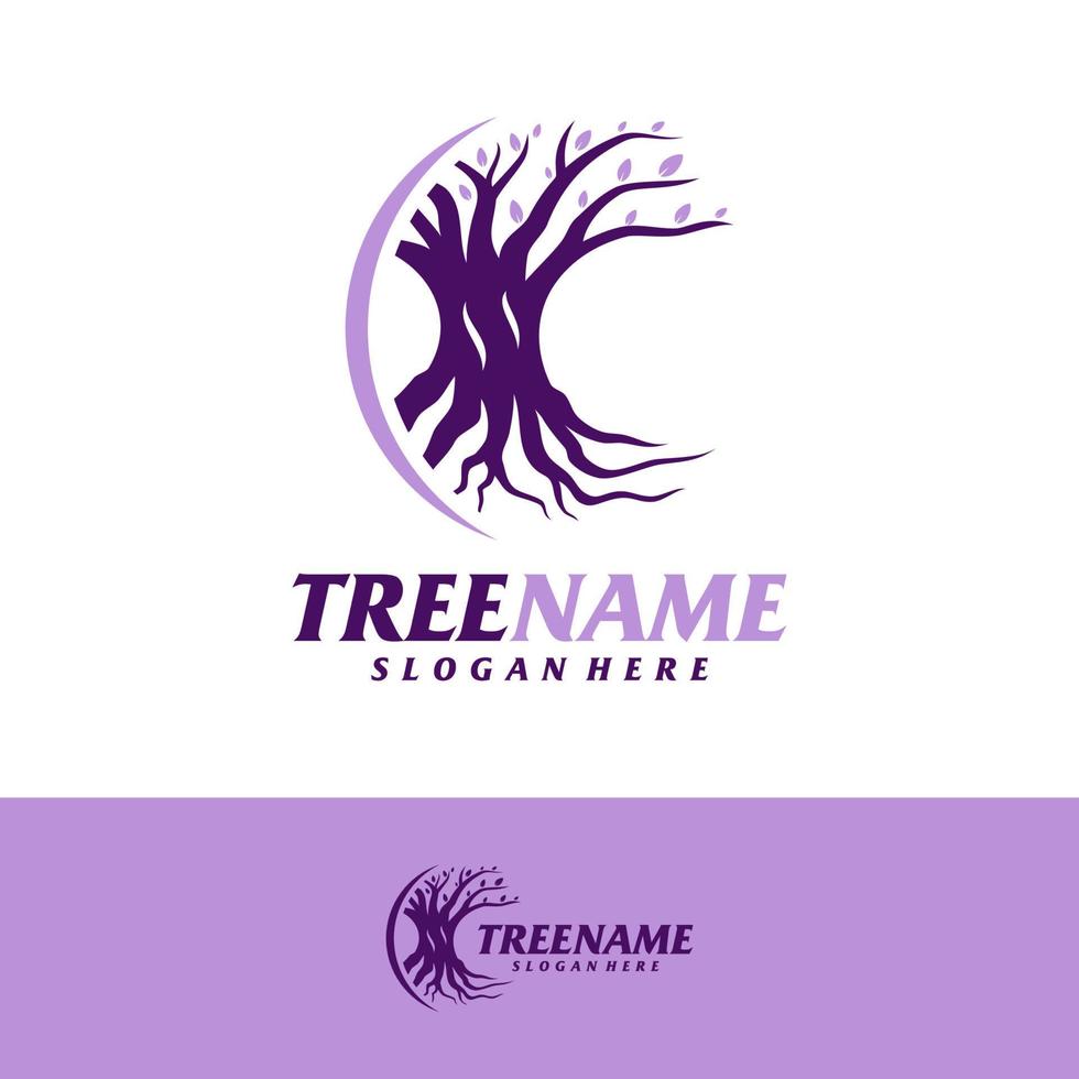 Tree with Root Logo Design Template. Tree logo concept vector. Creative Icon Symbol vector