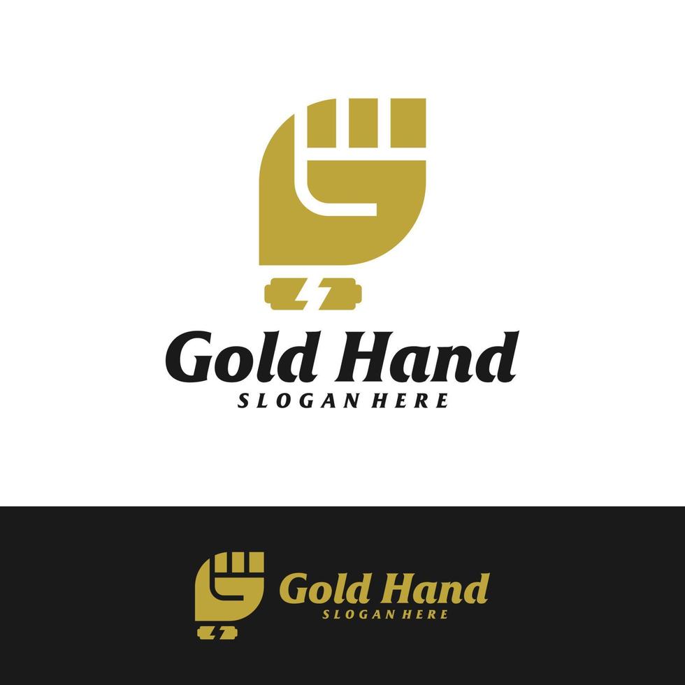 Gold Hand Logo Design Template. Clench Hand logo concept vector. Creative Icon Symbol vector