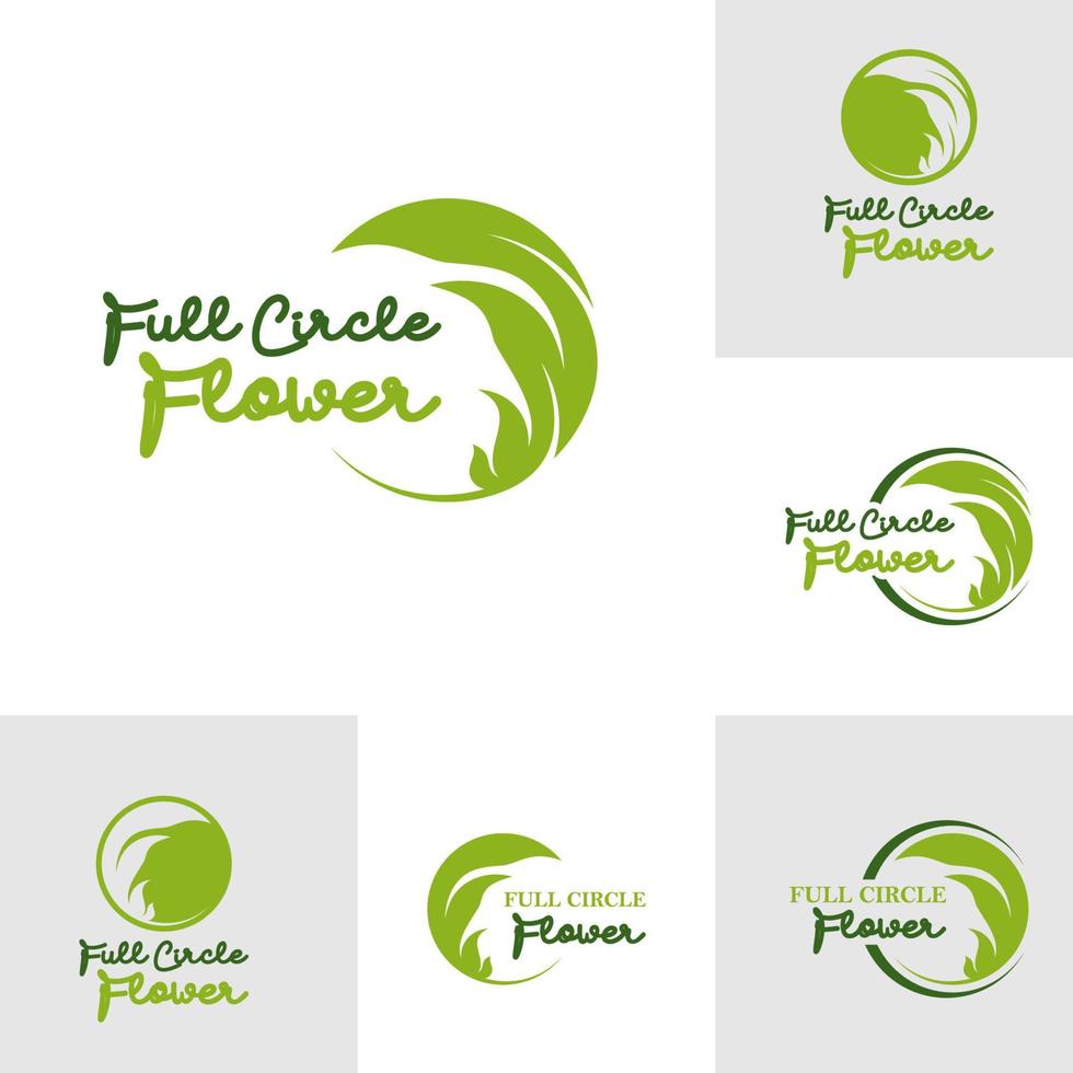 Set of Nature Leaf Logo Design Template. Circle Leaf logo concept vector. Creative Icon Symbol vector