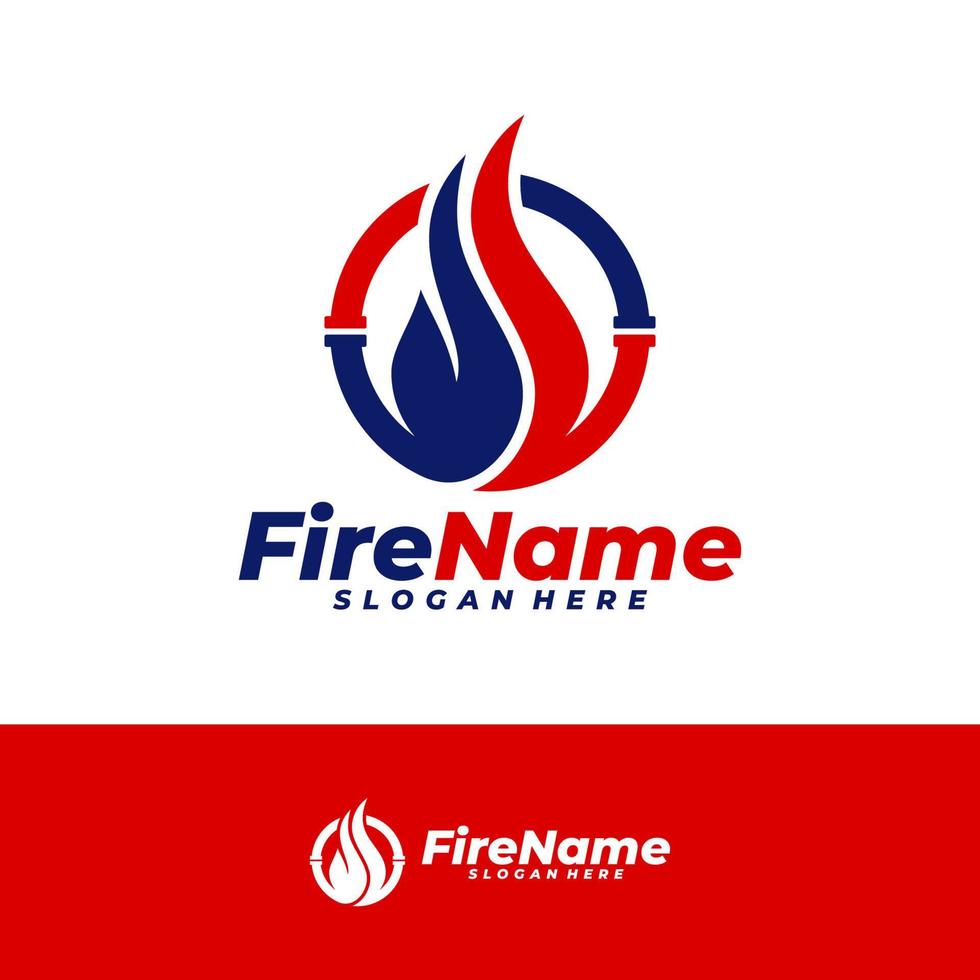 Fire Logo Design Template. Circle Fire logo concept vector. Creative Icon Symbol vector