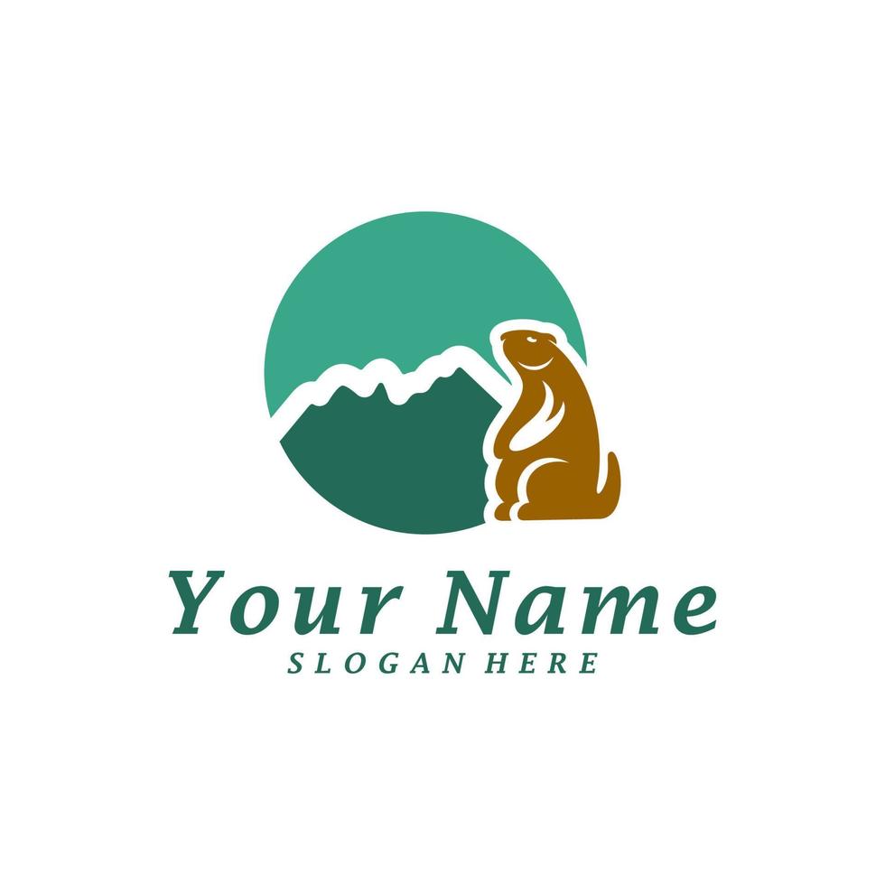 Guinea pig with Mountain Logo Design Template. Mountain with guinea pig logo concept vector. Creative Icon Symbol vector
