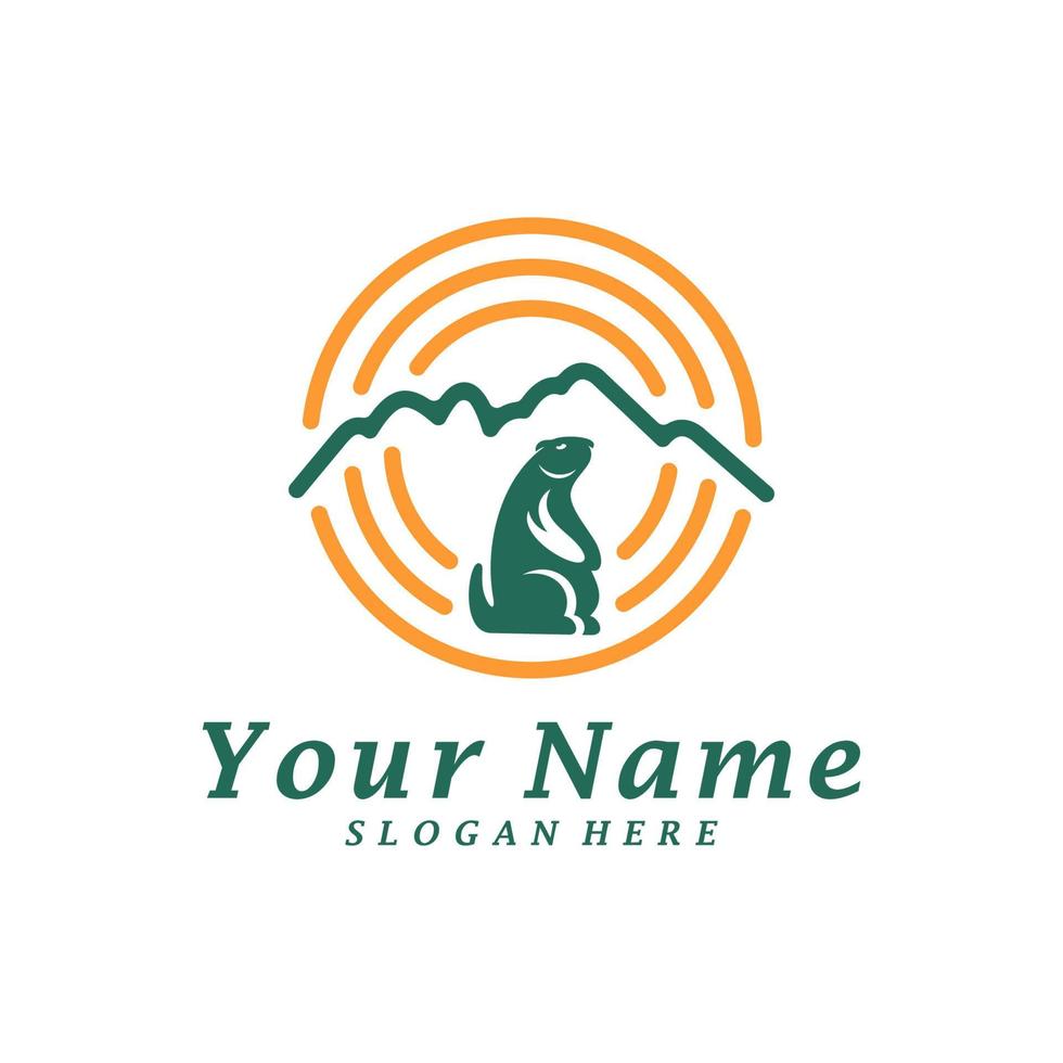 Guinea pig with Mountain Logo Design Template. Mountain with guinea pig logo concept vector. Creative Icon Symbol vector