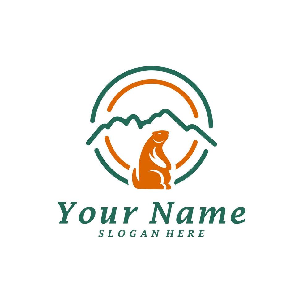 Guinea pig with Mountain Logo Design Template. Mountain with guinea pig logo concept vector. Creative Icon Symbol vector