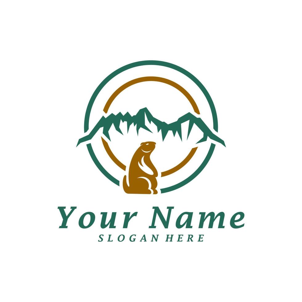 Guinea pig with Mountain Logo Design Template. Mountain with guinea pig logo concept vector. Creative Icon Symbol vector