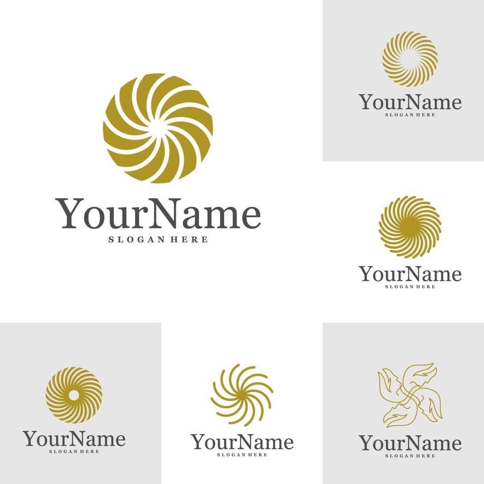 Set of Spiral Logo Design Template. Hurricane cyclone wind logo concept vector. Creative Icon Symbol vector