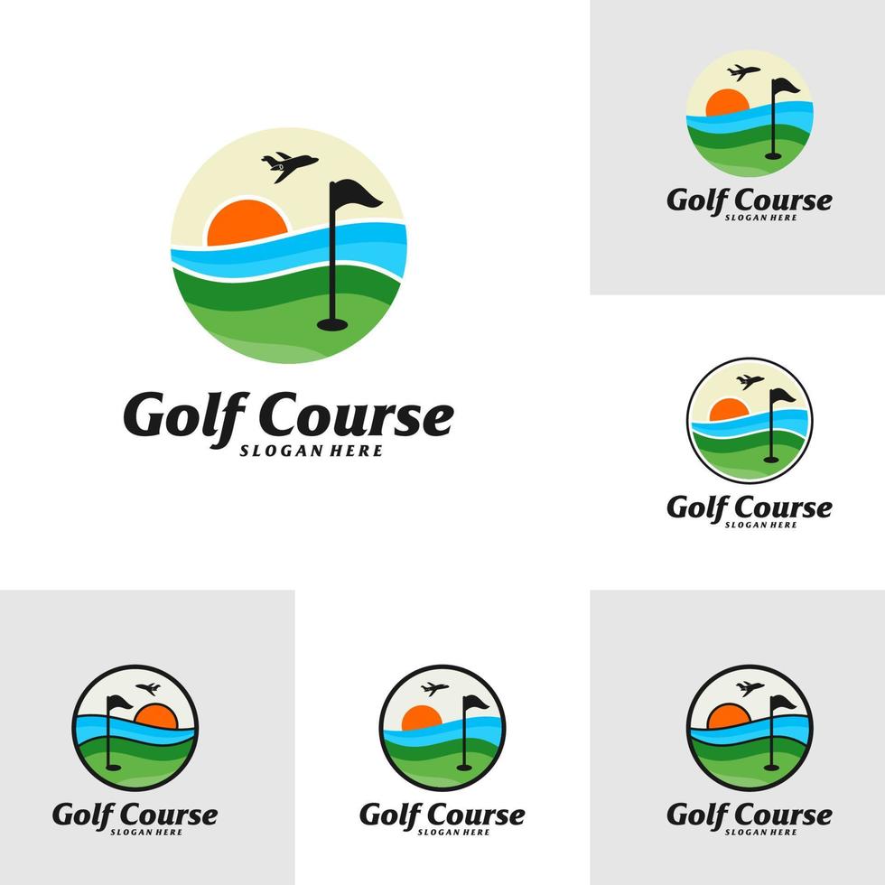 conjunto de plantilla de diseño de logotipo de campo de golf. vector de concepto de logotipo de campo de golf. símbolo de icono creativo