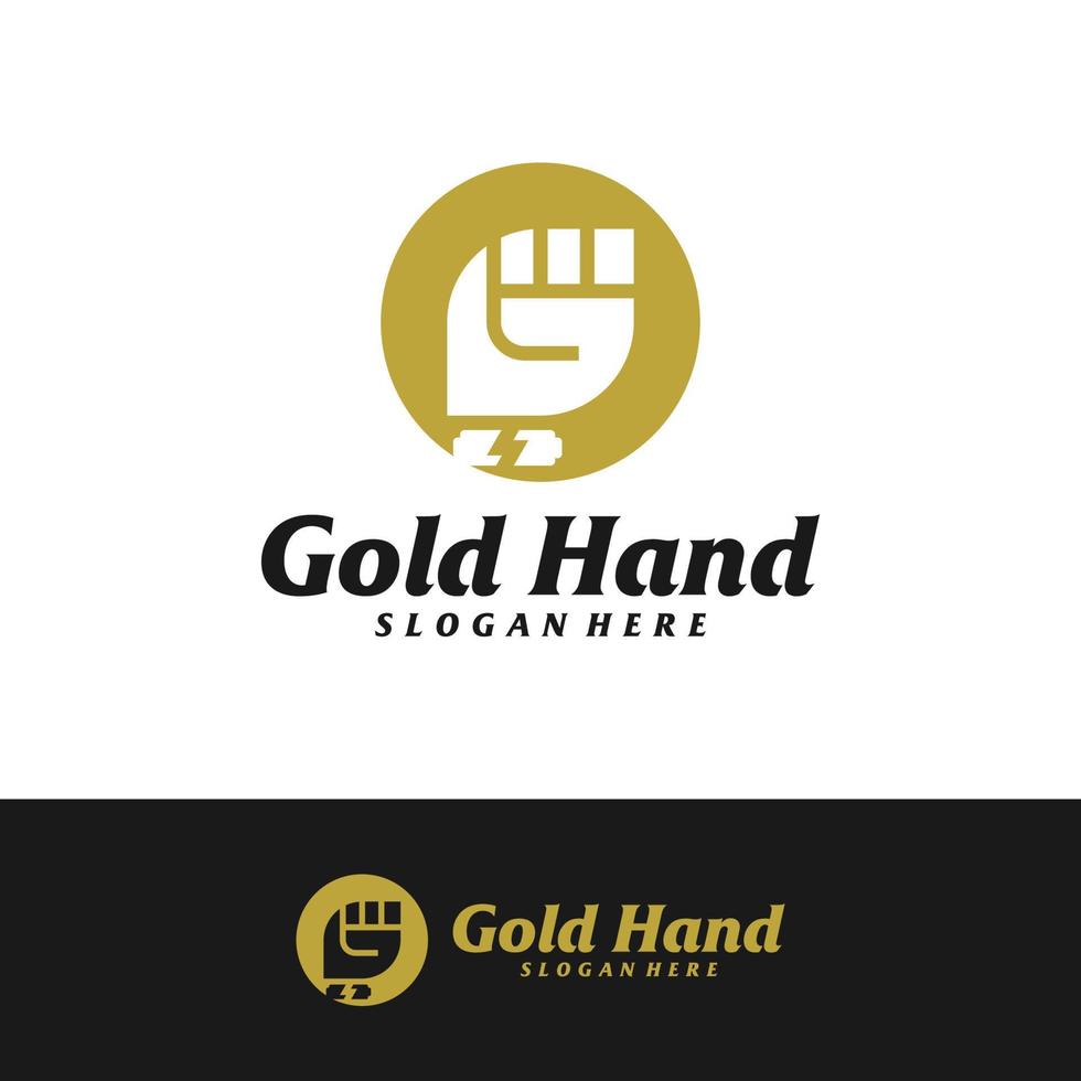 Gold Hand Logo Design Template. Clench Hand logo concept vector. Creative Icon Symbol vector