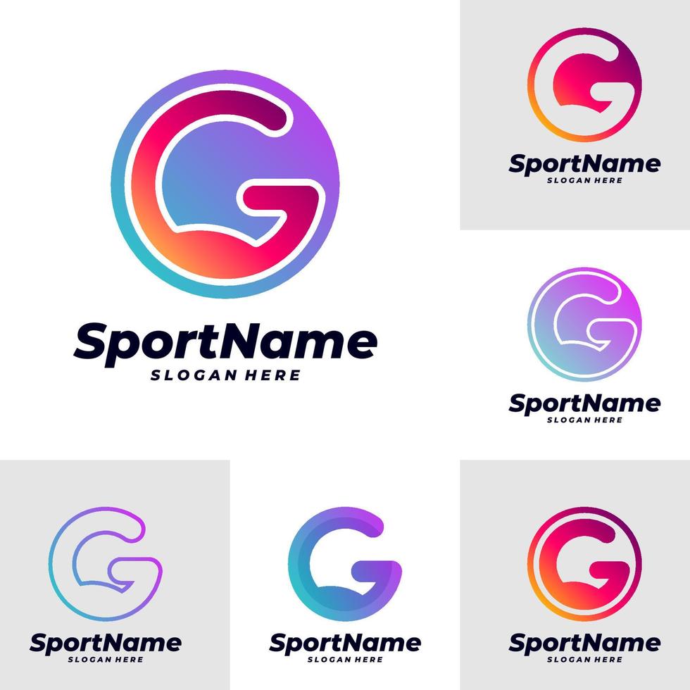 Set of Letter G Logo Design Template. Initial G logo concept vector. Creative Icon Symbol vector