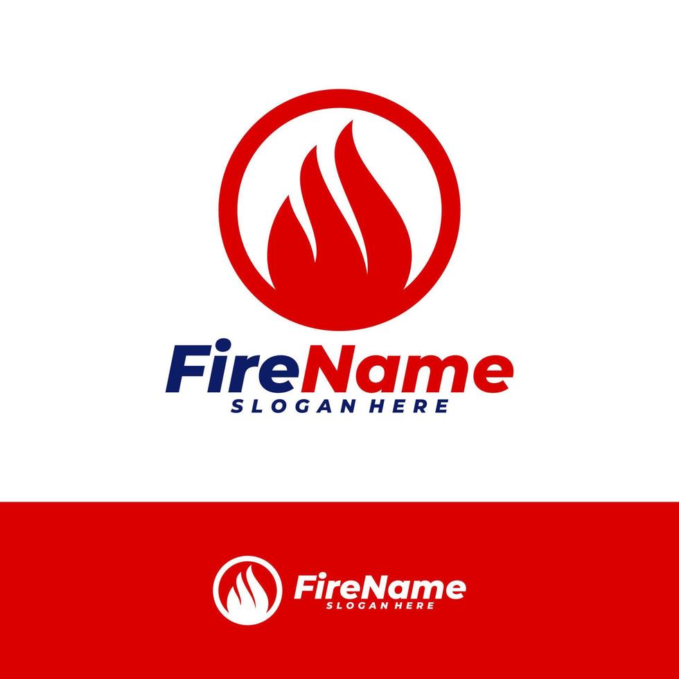 Fire Logo Design Template. Circle Fire logo concept vector. Creative Icon Symbol vector