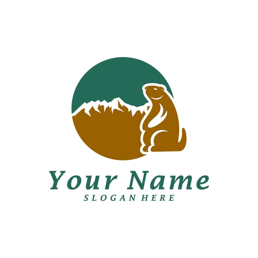 Guinea pig with Mountain Logo Design Template. Mountain with guinea pig logo concept vector. Creative Icon Symbol vector