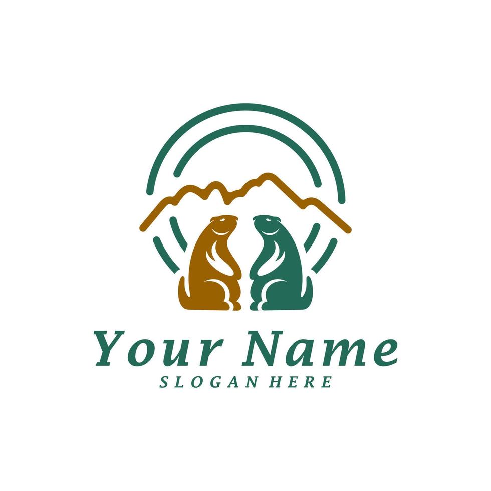 Guinea pig with Mountain Logo Design Template. Mountain with guinea pig logo concept vector. Creative Icon Symbol vector