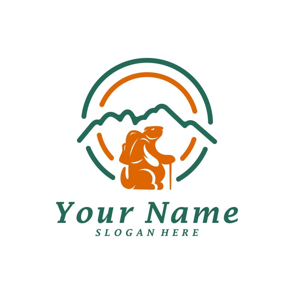 Guinea pig with Mountain Logo Design Template. Mountain with guinea pig logo concept vector. Creative Icon Symbol vector