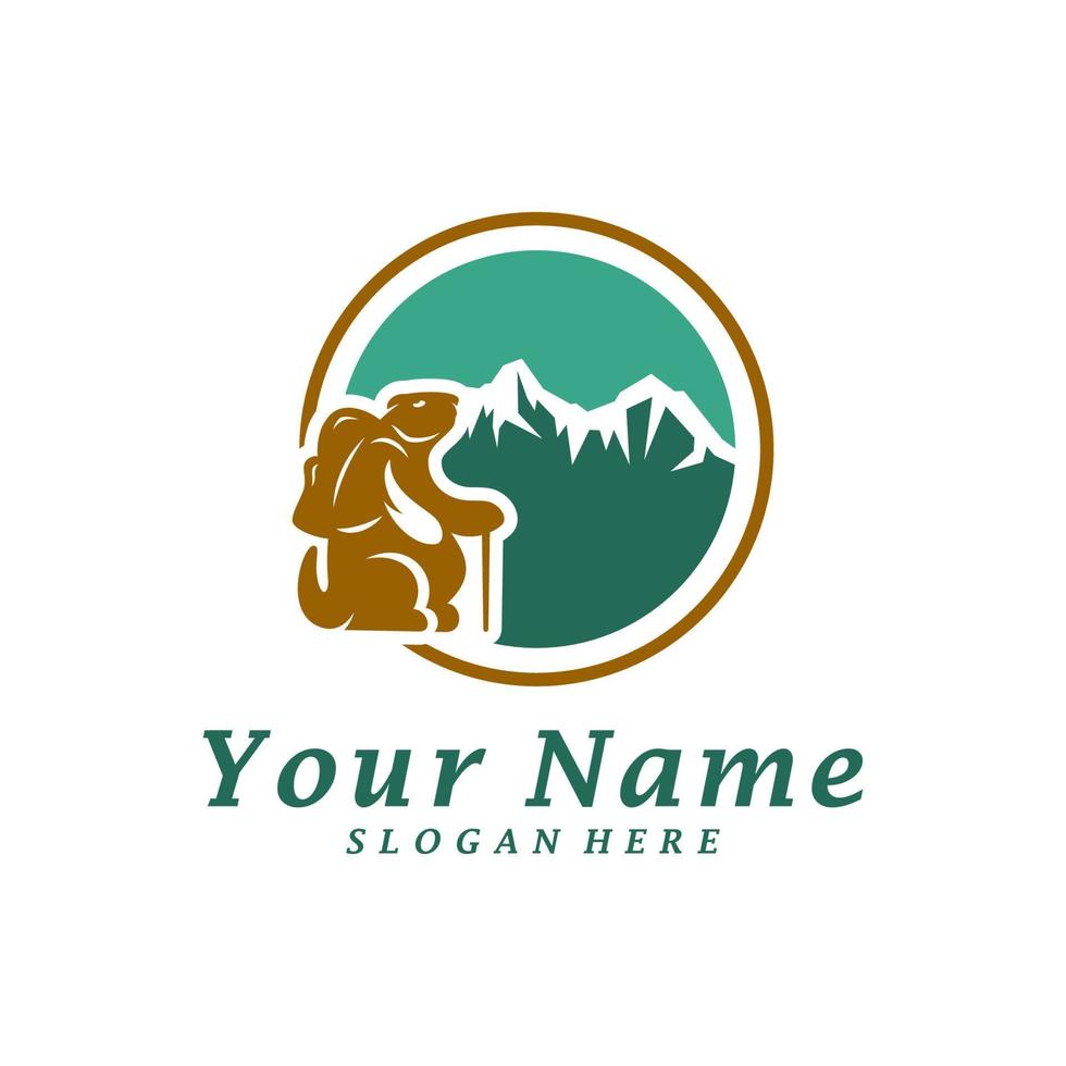 Guinea pig with Mountain Logo Design Template. Mountain with guinea pig logo concept vector. Creative Icon Symbol vector