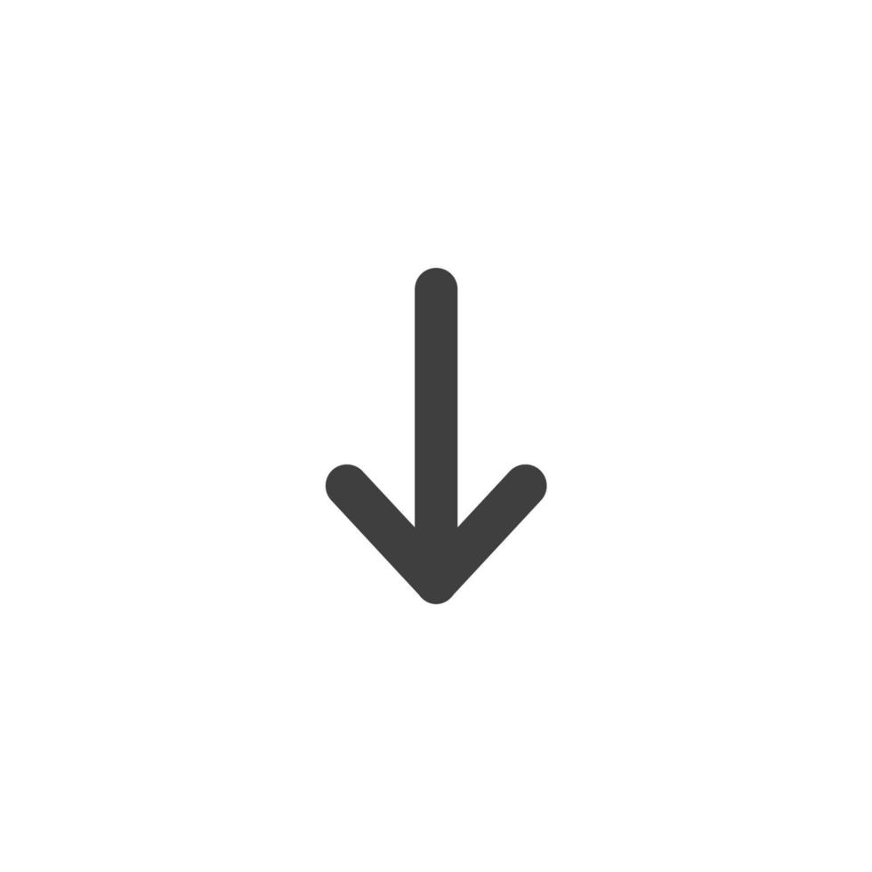 Vector sign of the down arrow symbol is isolated on a white background. down arrow icon color editable.