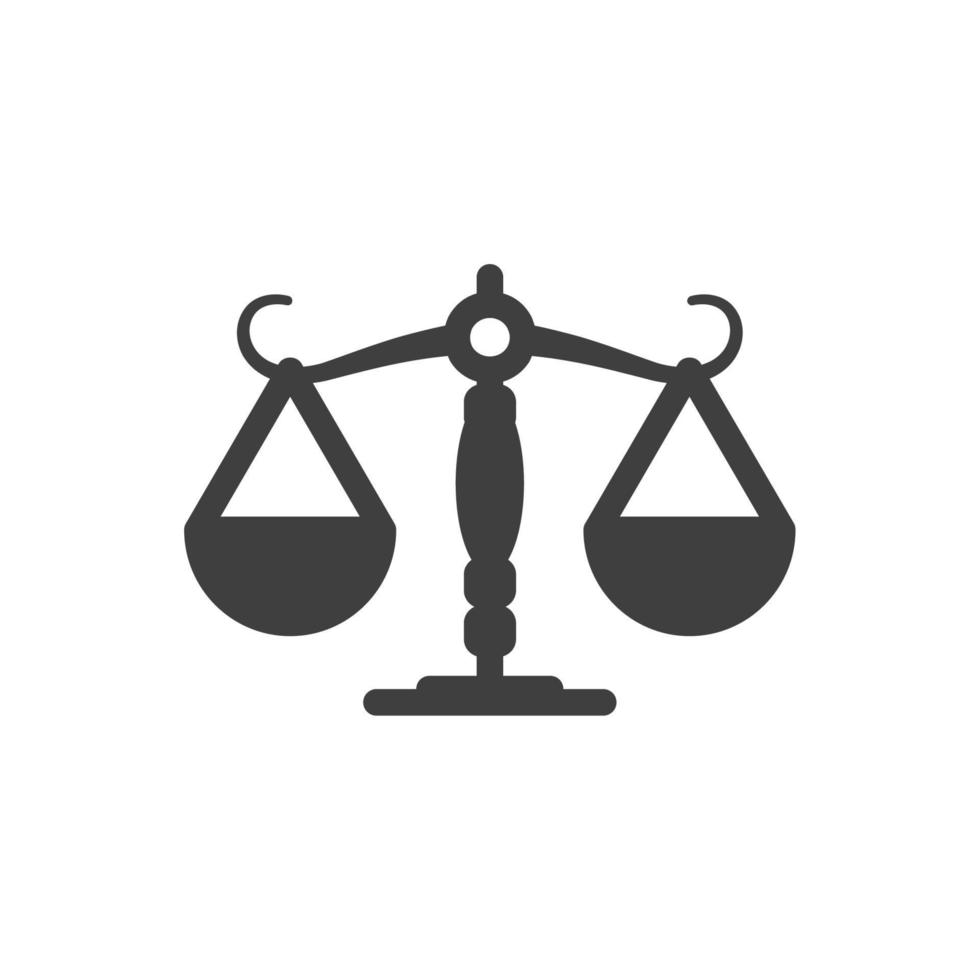 Vector sign of the Law scale symbol is isolated on a white background. Law scale icon color editable.