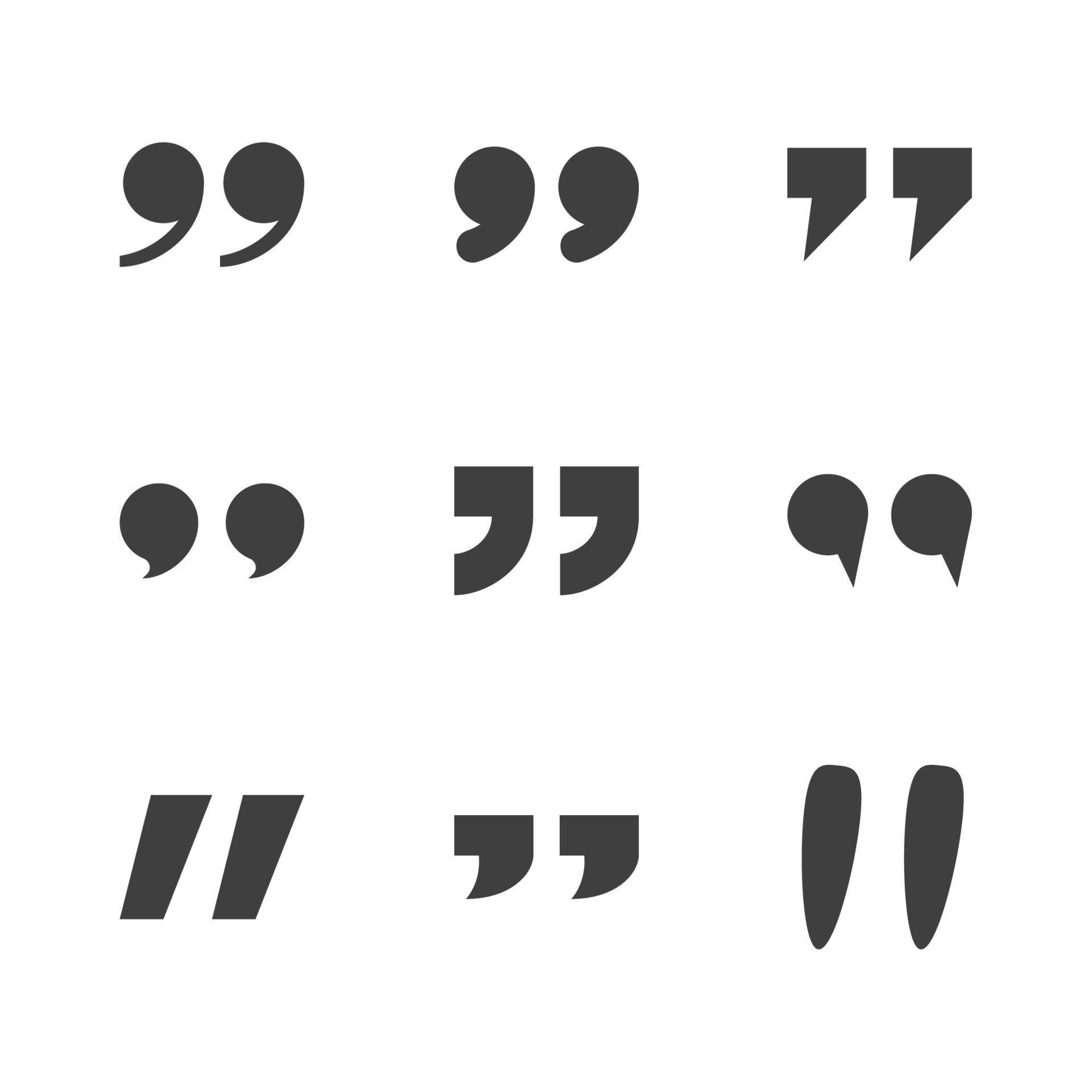 Vector sign of the Quote symbol is isolated on a white background. Quote icon color editable