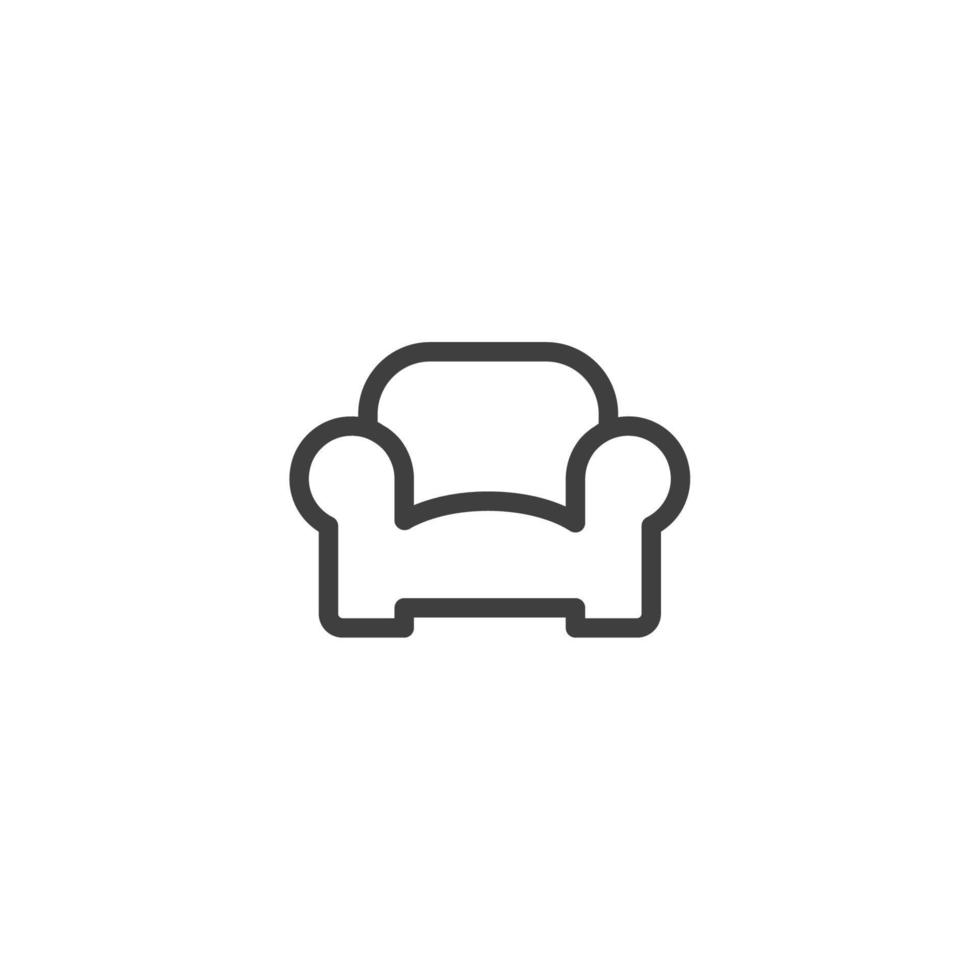 el signo vectorial del símbolo de los muebles del sofá está aislado en un fondo blanco. color de icono de muebles de sofá editable. vector