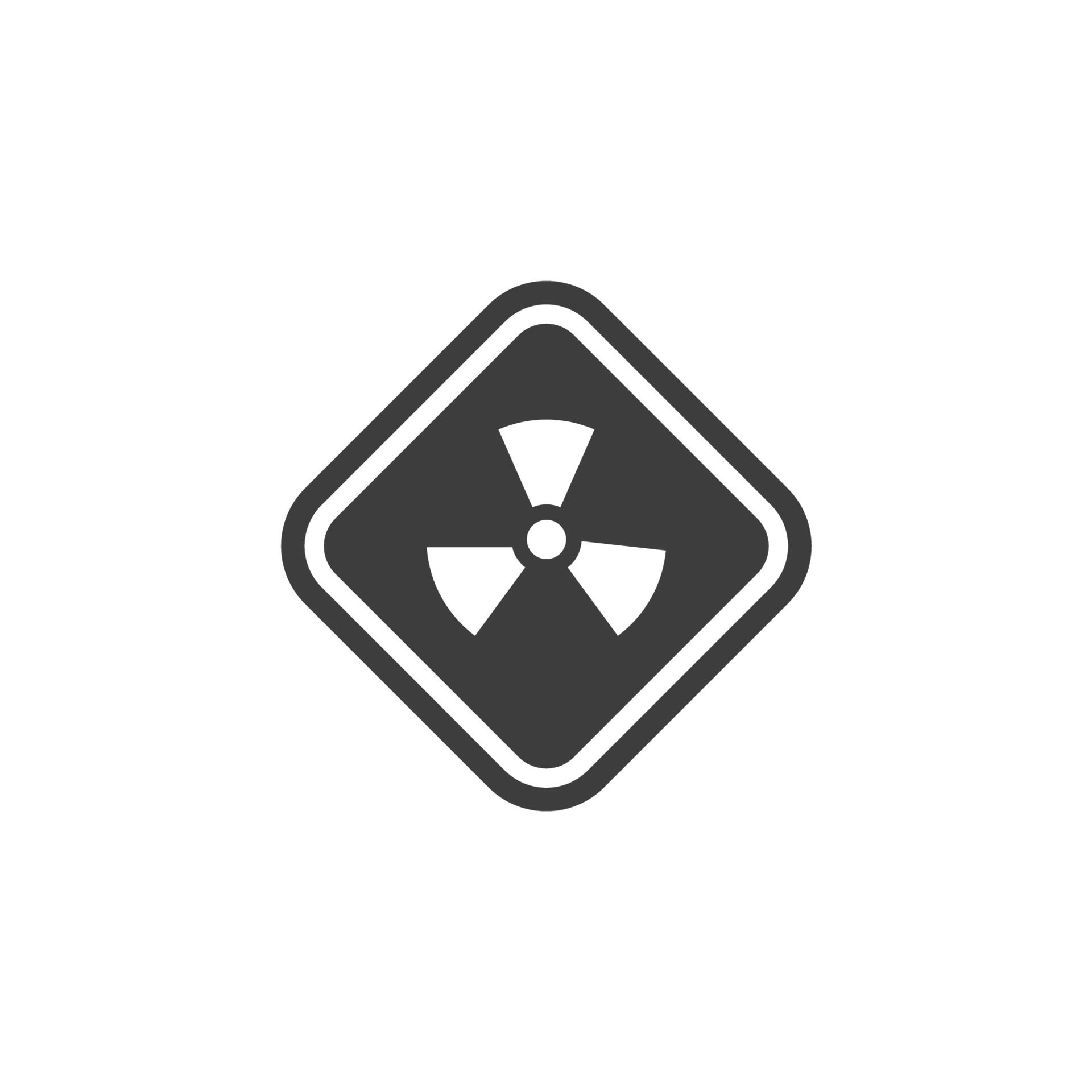 Vector sign of the Radiation symbol is isolated on a white background