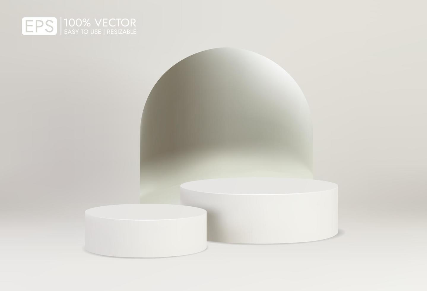 podio 3d para exhibición de productos de escena mínima. representación vectorial sobre fondo brillante. escena mínima de la sala de estudio vector