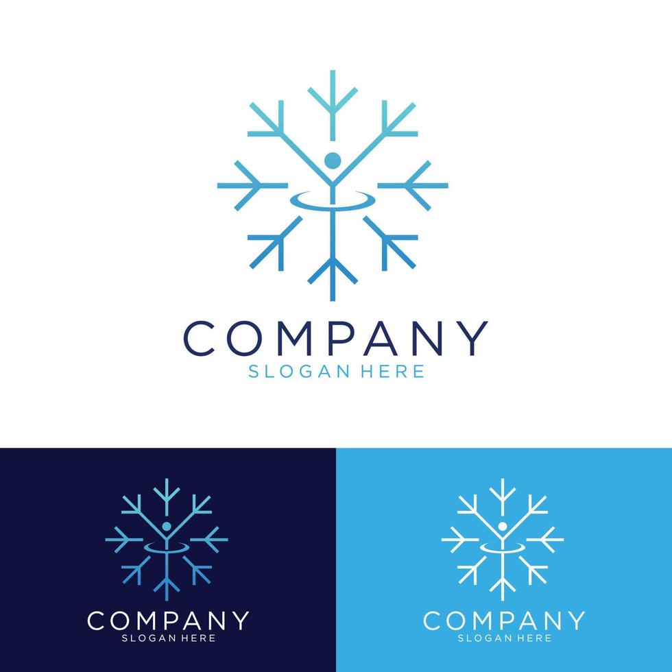 Snowflake People, HVAC Installation Logo Template Illustration Design vector