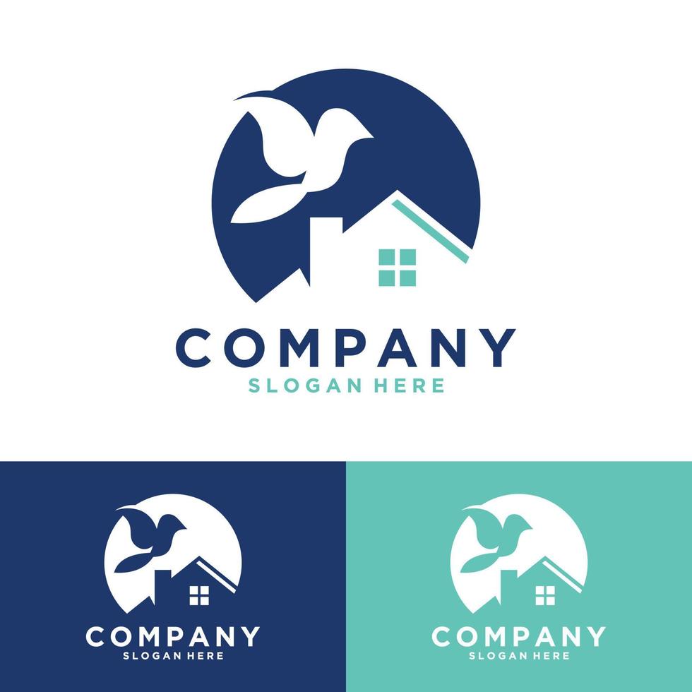 Bird Type Real Estate logo design and illustration vector graphic art