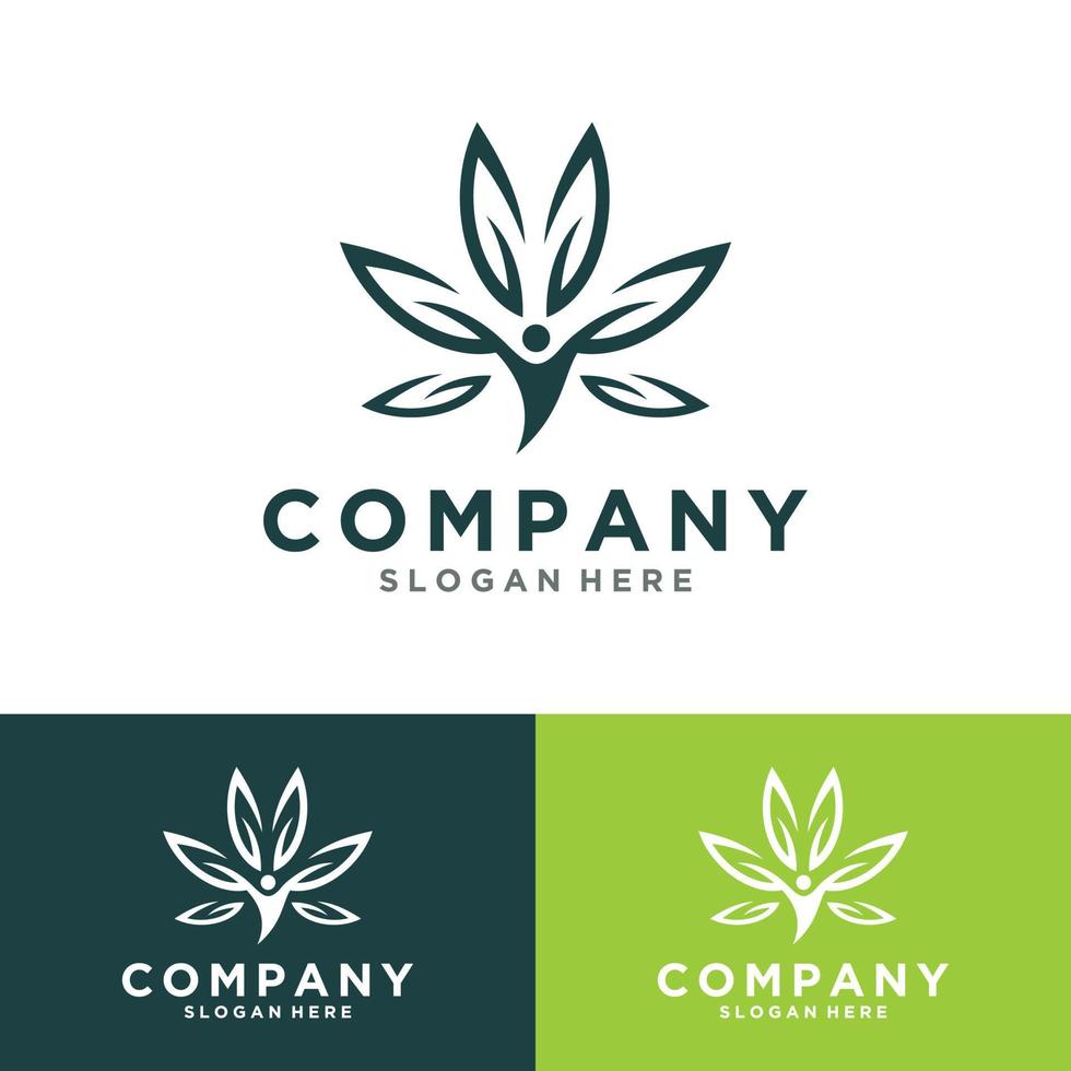 Organic Leaf With People Creative Concept Logo Vector Template graphic illustration