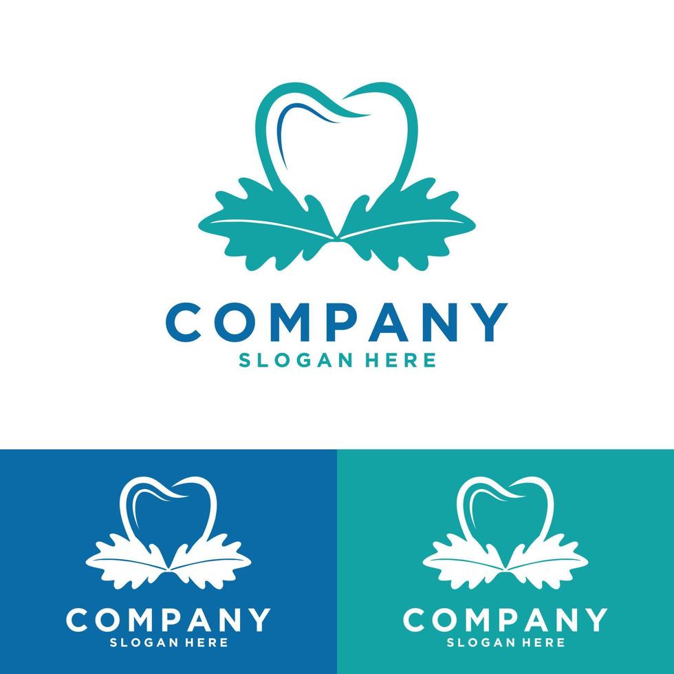 diente de logotipo dental creativo en forma de ilustración gráfica de plantilla de diseño de roble vector