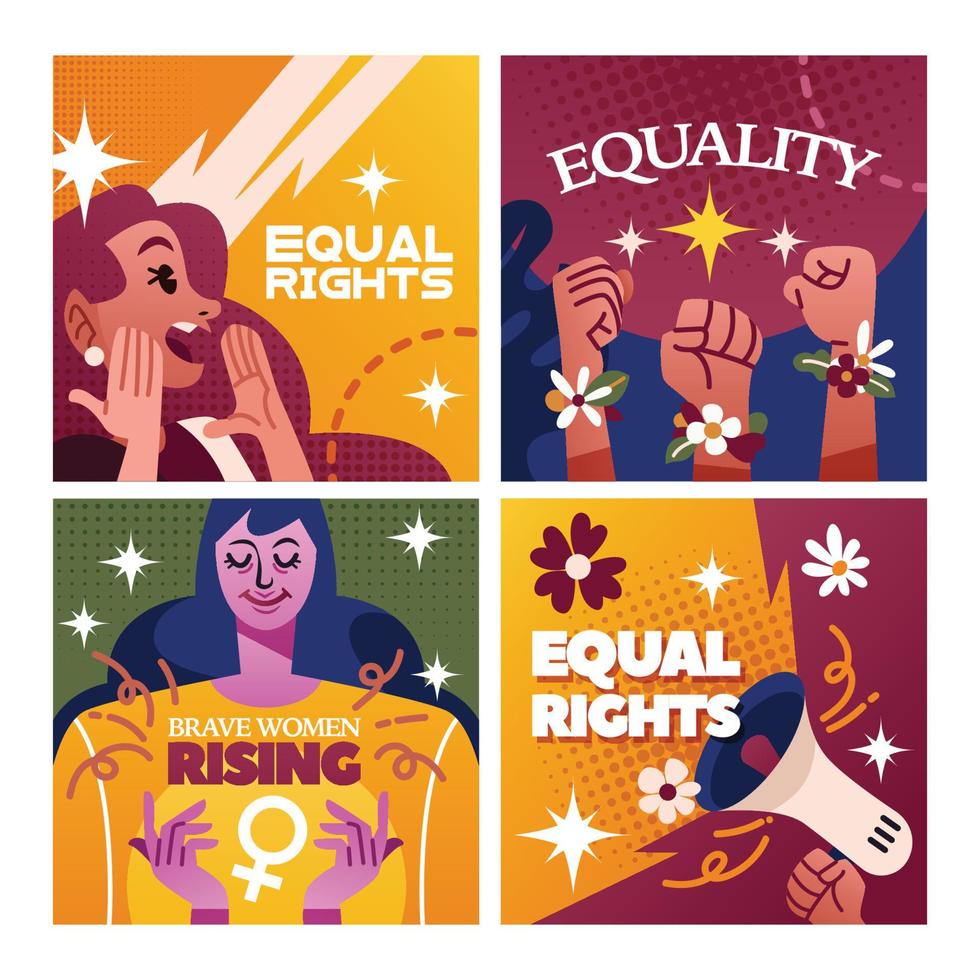 Woman's Equality Day Social Media Template Design vector