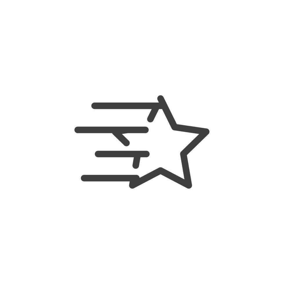 el signo vectorial del símbolo de la estrella fugaz está aislado en un fondo blanco. color de icono de estrella fugaz editable. vector