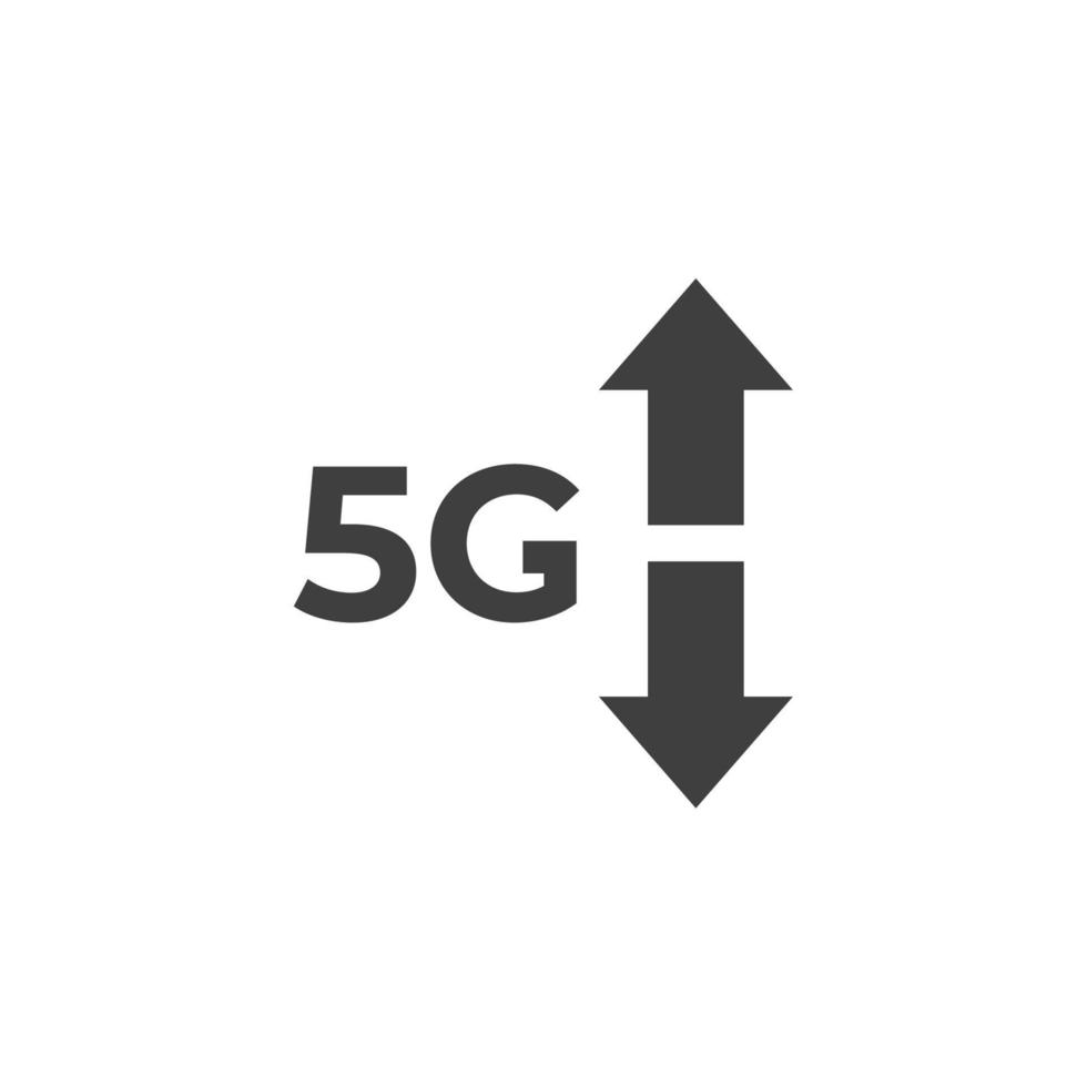 Vector sign of the 5G signal strength mobile phone symbol is isolated on a white background. 5G signal strength mobile phone icon color editable.
