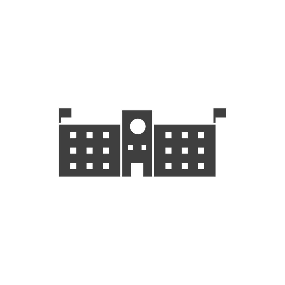 el signo vectorial del símbolo del edificio escolar está aislado en un fondo blanco. color del icono del edificio de la escuela editable. vector