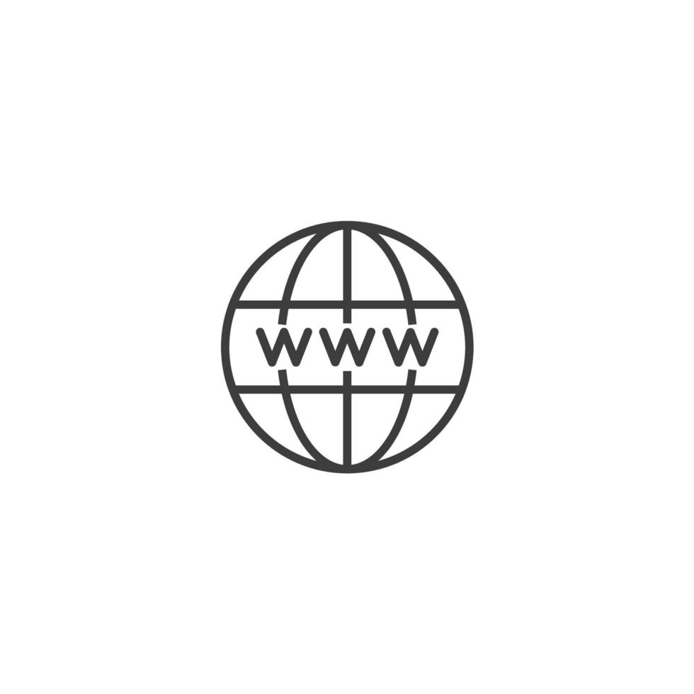 Vector sign of the Web internet and globe symbol is isolated on a white background. Web internet and globe icon color editable.