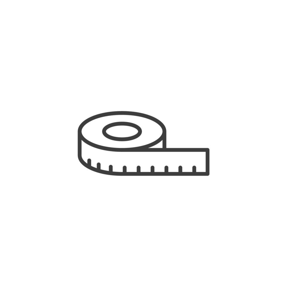 Vector sign of the Tape measurement symbol is isolated on a white background. Tape measurement icon color editable.