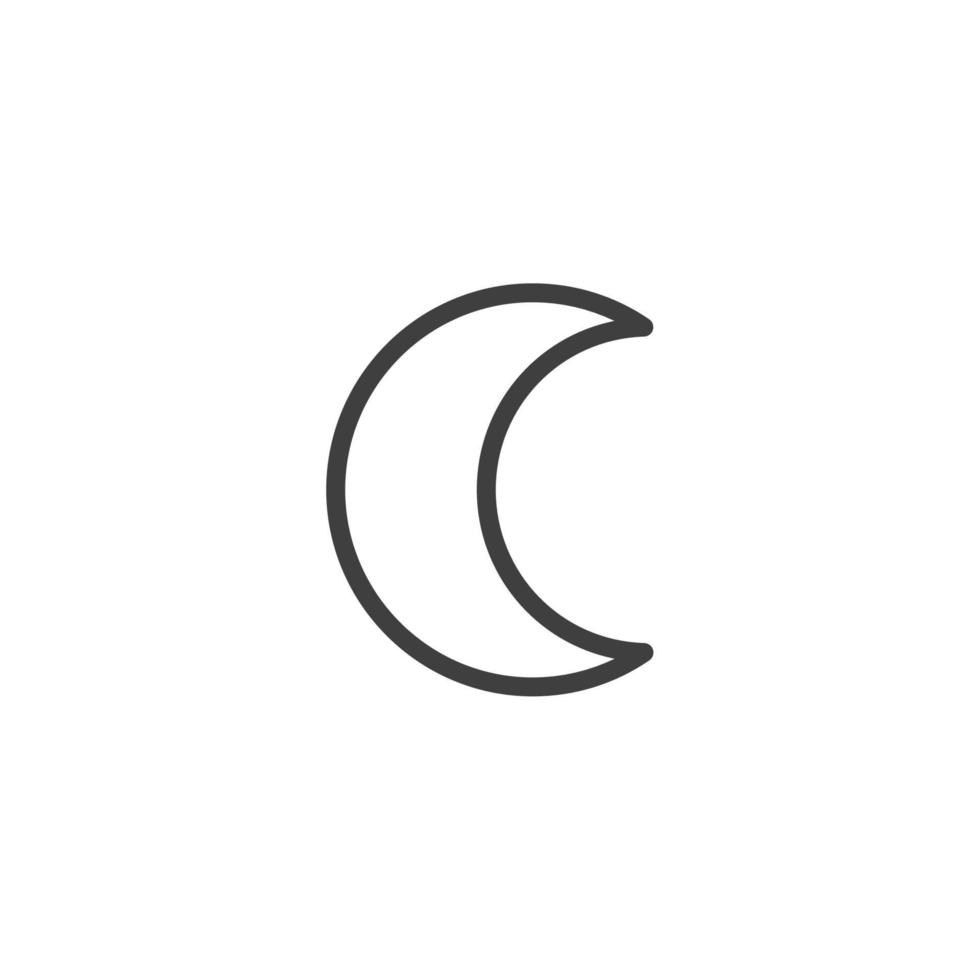 Vector sign of the moon symbol is isolated on a white background. moon icon color editable.
