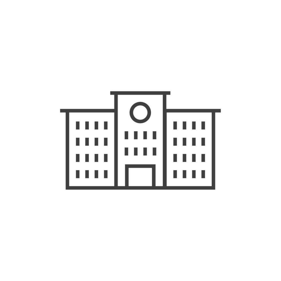 el signo vectorial del símbolo del edificio escolar está aislado en un fondo blanco. color del icono del edificio de la escuela editable. vector