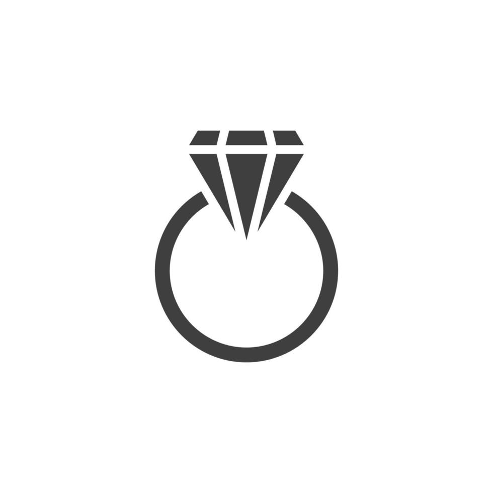 Vector sign of the Ring Diamond symbol is isolated on a white background. Ring Diamond icon color editable.