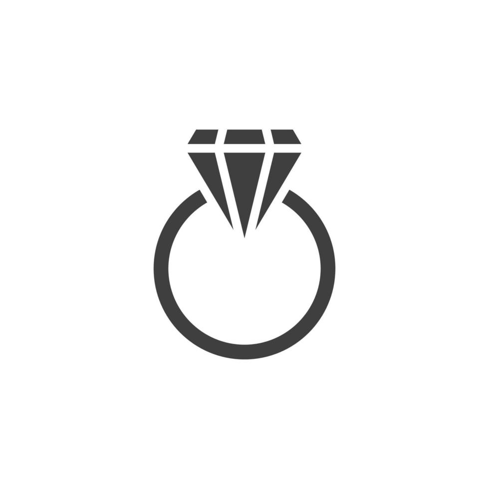 el signo vectorial del símbolo del diamante del anillo está aislado en un fondo blanco. color de icono de diamante de anillo editable. vector