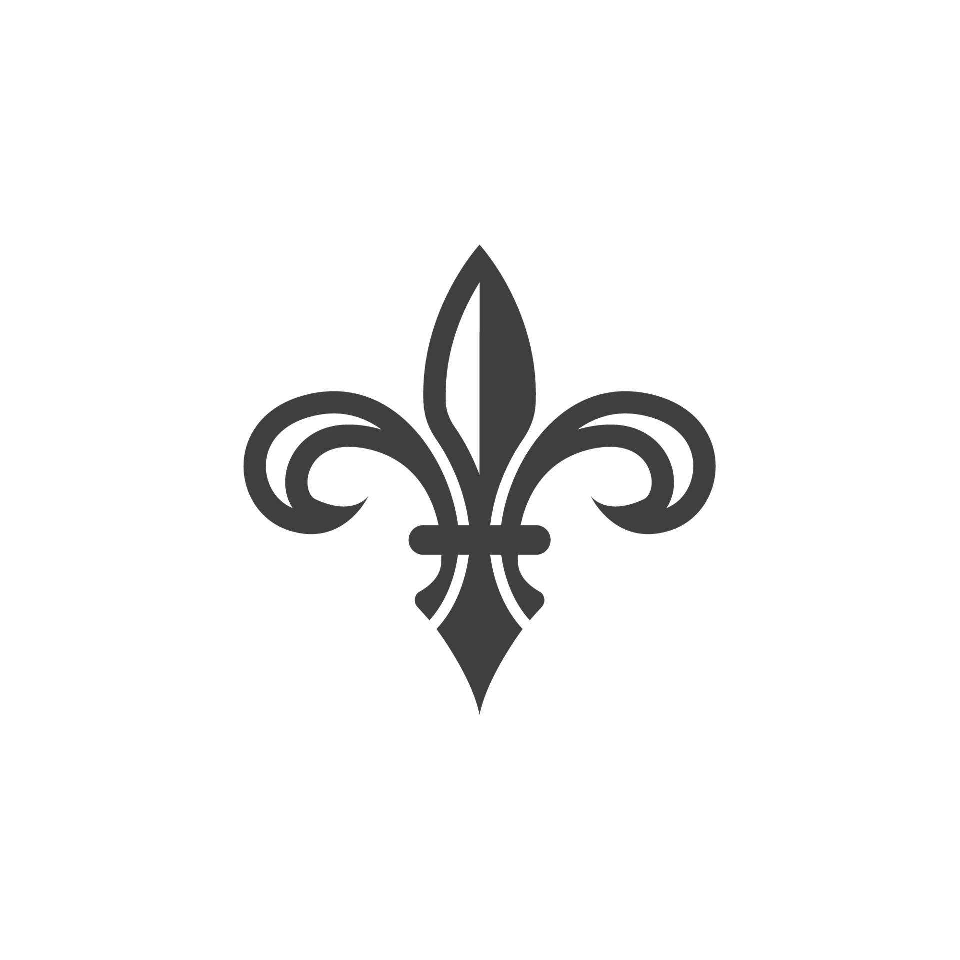 Vector sign of the fleur de lis heraldic symbol is isolated on a white