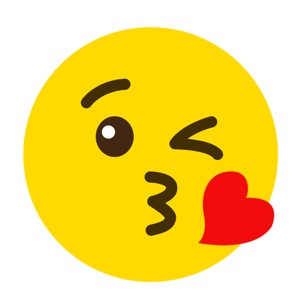 Yellow face emoji kiss PNG file