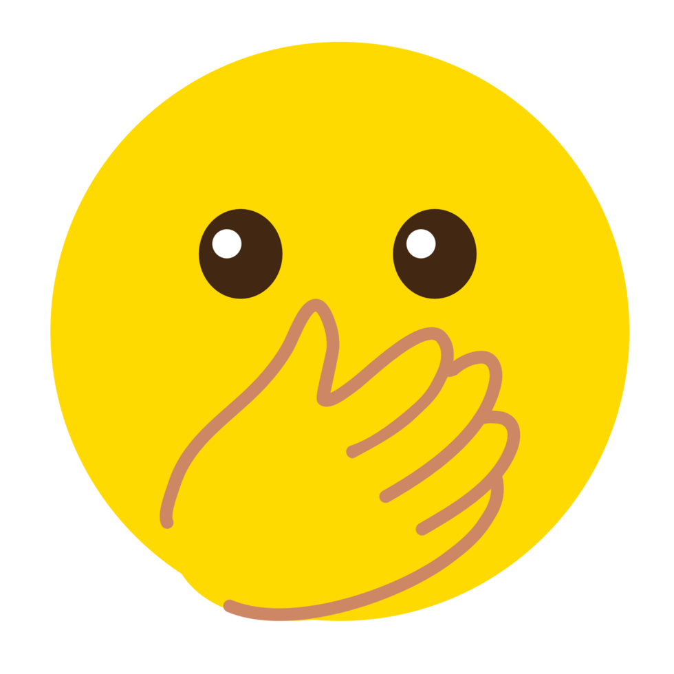 Yellow-faced hand-to-mouth emoji PNG file