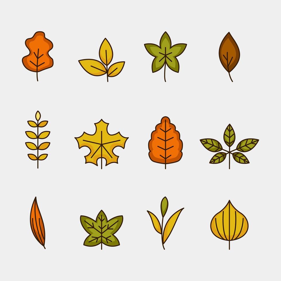 Fallen Leaves Icon Set vector