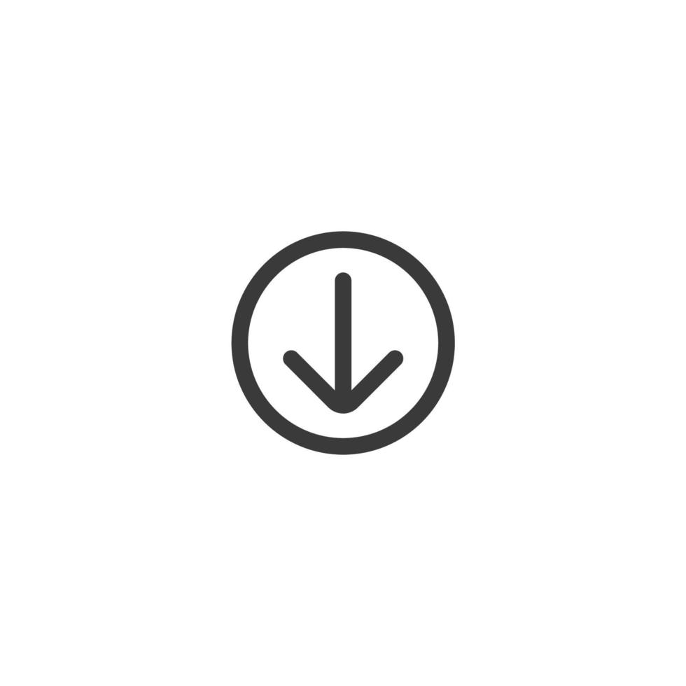 Vector sign of the down arrow symbol is isolated on a white background. down arrow icon color editable.