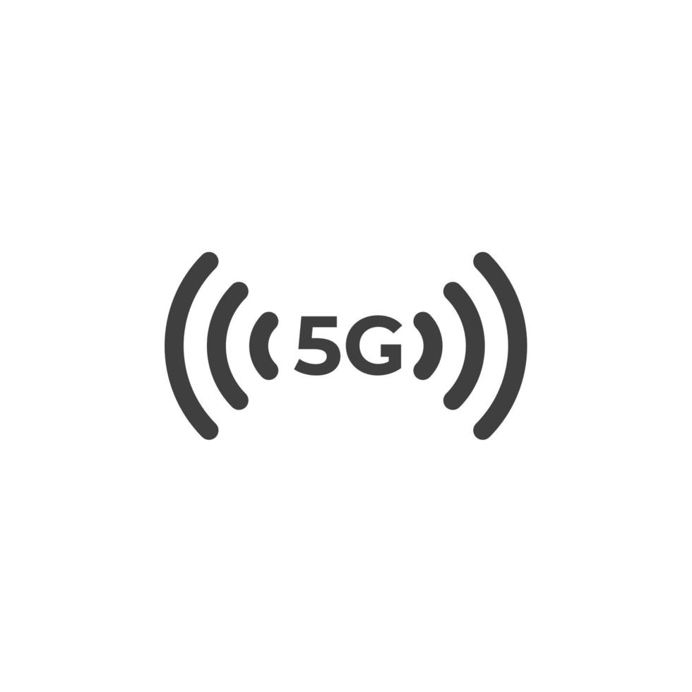Vector sign of the 5G signal strength mobile phone symbol is isolated on a white background. 5G signal strength mobile phone icon color editable.