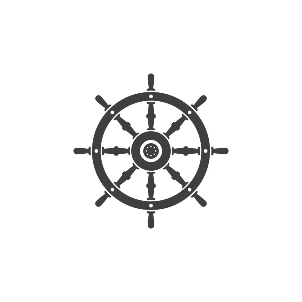 Vector sign of the Ship steering symbol is isolated on a white background. Ship steering icon color editable.