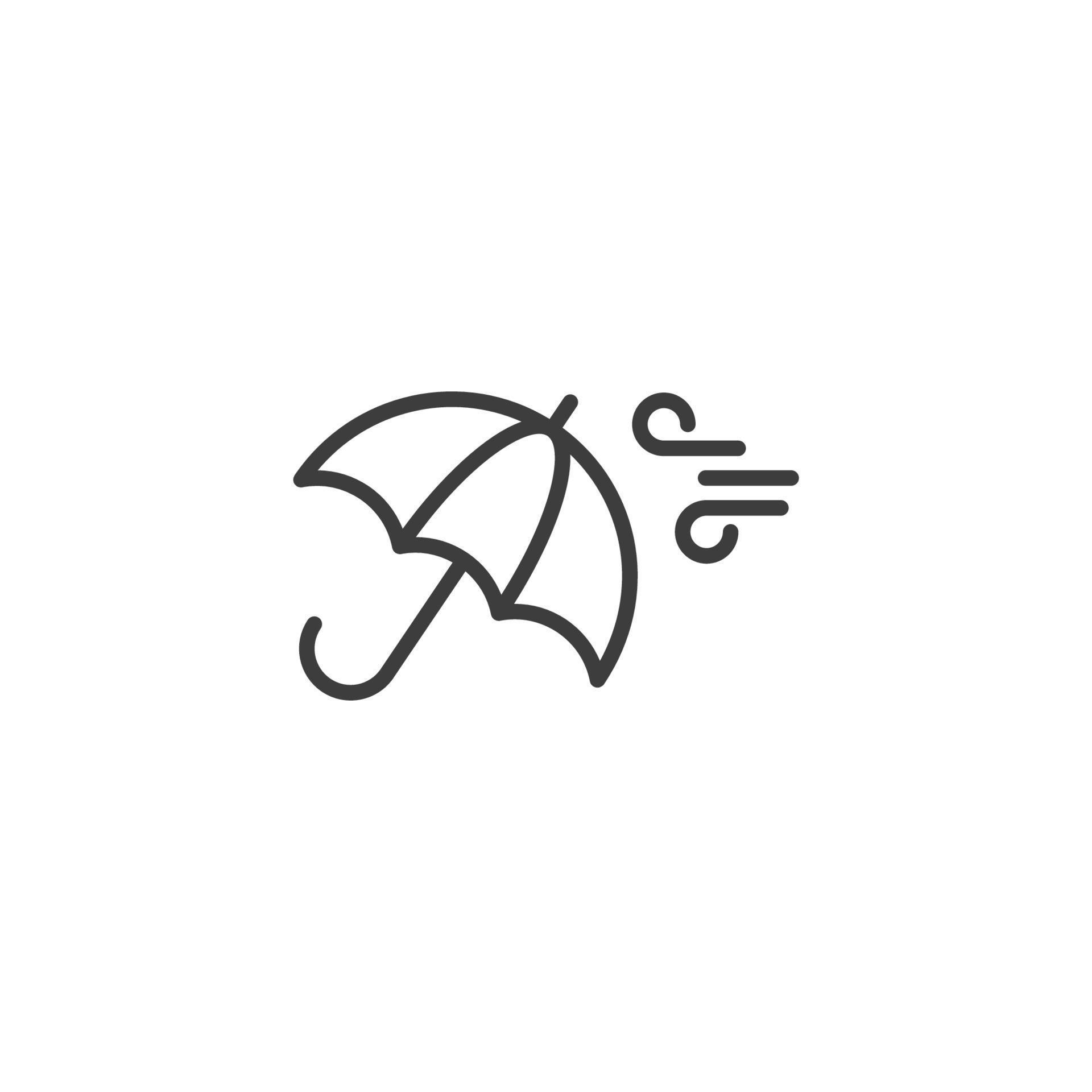 Vector sign of the umbrella symbol is isolated on a white background